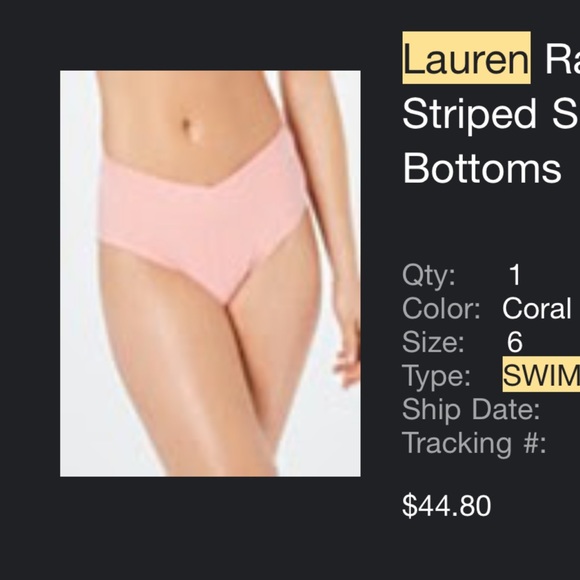 Ralph Lauren swim tankini set (top 8 bottoms 6) - Picture 5 of 5